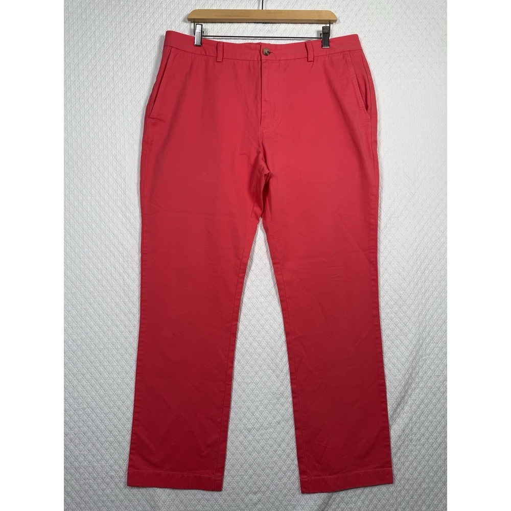 Vineyard Vines Pants Men 36x32 Pink Salmon Slim Fit Breaker Chino Cotton Coastal